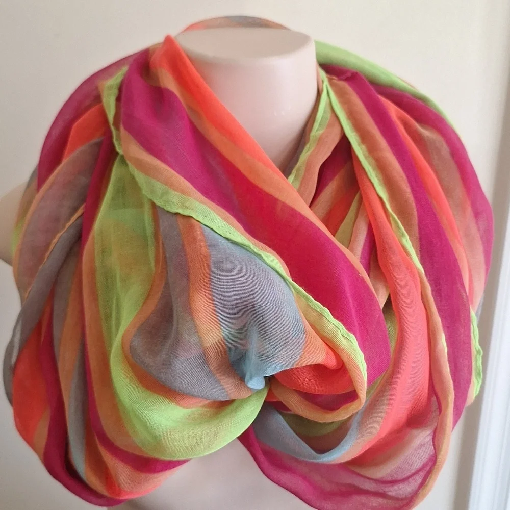 Colorful Striped Oversized Infinity Scarf